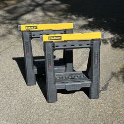 Stanley Folding Sawhorses (Pair) – Heavy Duty, EX+Condition