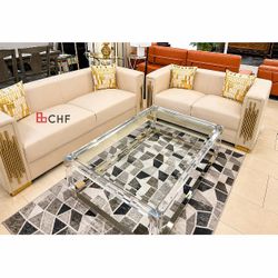 Modern Living Room Beige 2 Piece Sofa And Loveseat Set 