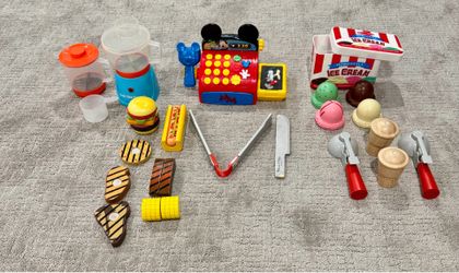 Toy Food and Mickey Mouse Cash Register (+$50 value)