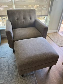 Gray chair and ottoman