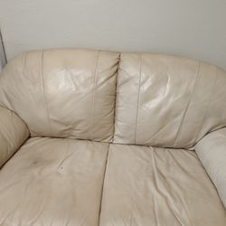 White leather love Seat 