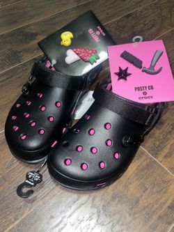 Post Malone Crocs Black/pink With Pins