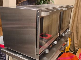 VEVOR Commercial Convection Oven, 66L/60Qt, Half-Size Conventional Oven Countertop, 1800W 4-Tier Toaster w/Front Glass Door, w/Trays Wire Racks Clip G
