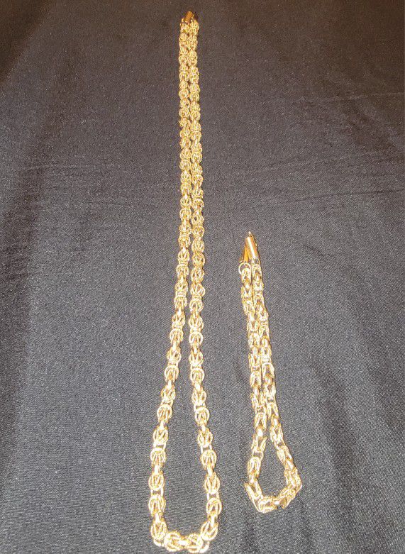 14k Gold Chain And Bracelet.