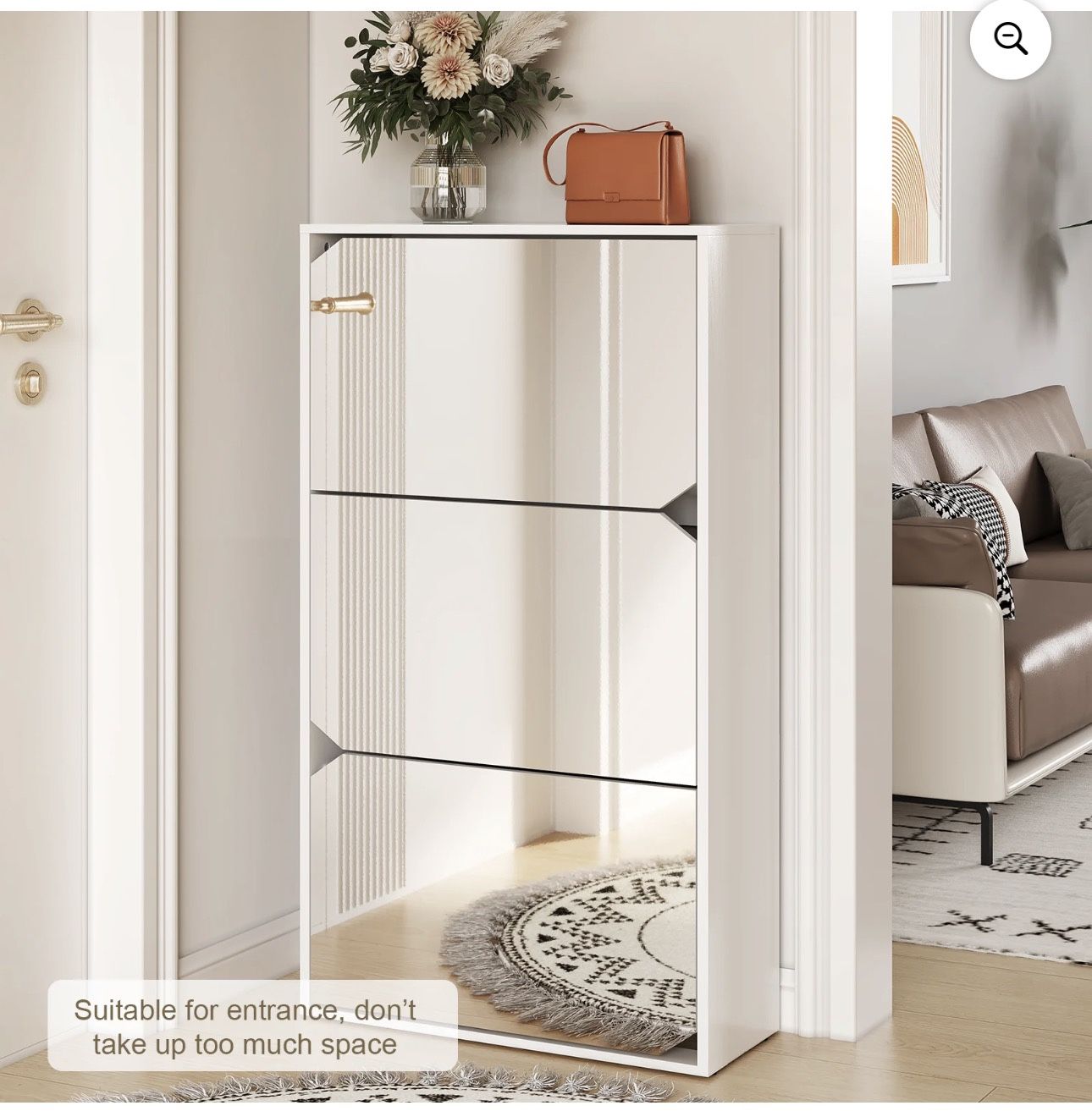 Modern Shoe Cabinet with 3 Drawer and Mirror