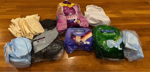 Lot of Adult Incontinence Supplies Briefs Underwear