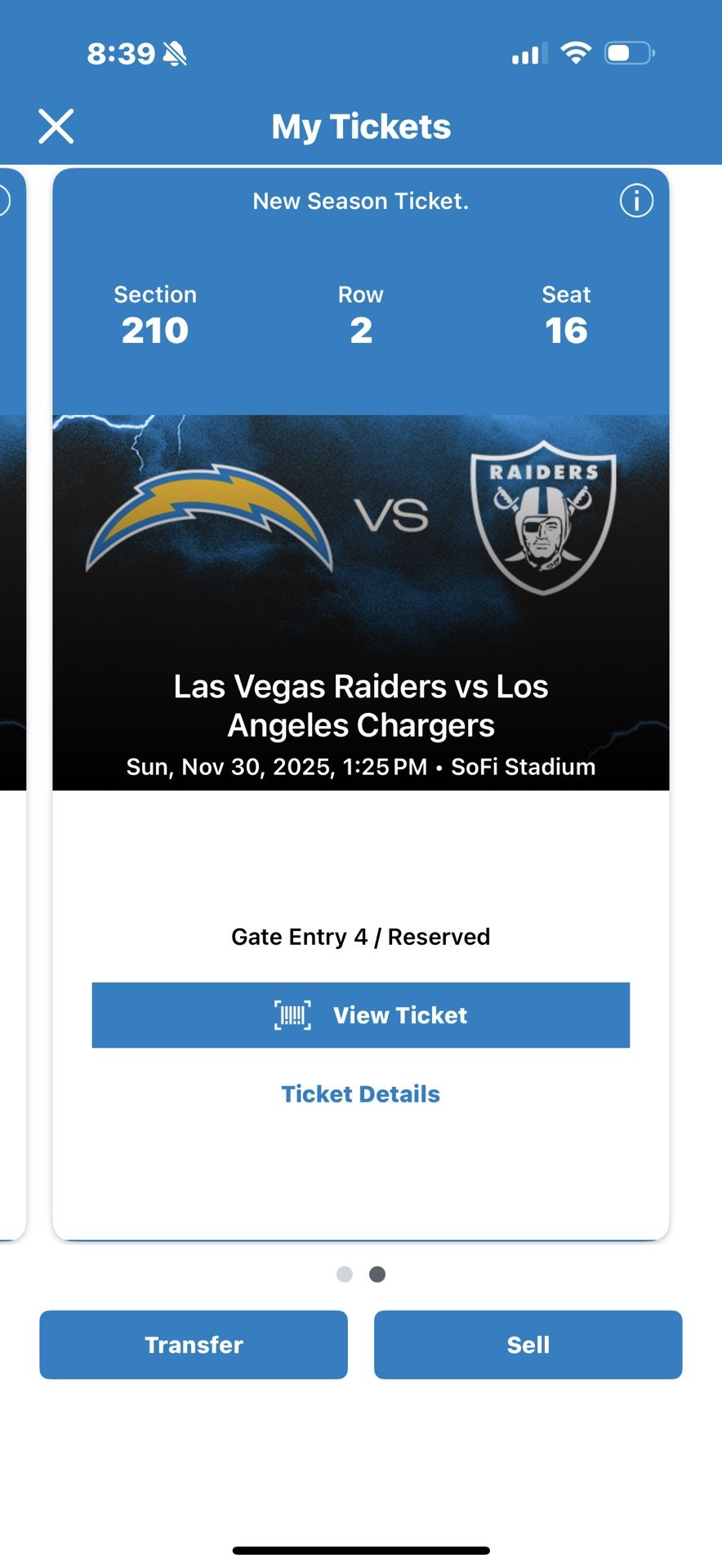 Chargers Vs. Raiders tickets