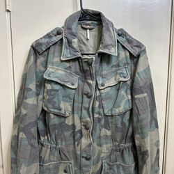 Free People Not Your Brothers Camo Military Jacket Size Small
