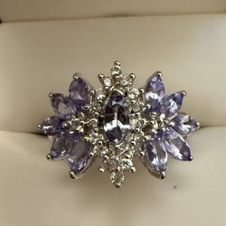 1.50CTW WHITE TOPAZ & TANZ MARQUE RING