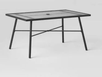 Glass Rectangle 6 Person Outdoor Patio Dining Table Black -Room Essentials