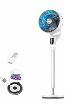 Fan for Bedroom, 2026 Upgraded, 90ft Airflow, Quiet Fan, 90° Oscillating Standing Fan for Whole Room, DC Motor, 3 Speeds, 3 Modes, 38-42'' Adjustable 
