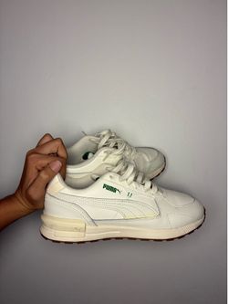 PUMA Women’s Graviton Leather Sneakers - White/Green/Gum Sole