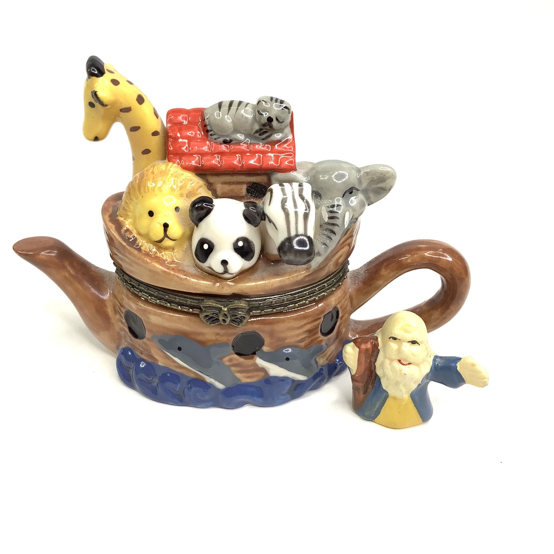 Porcelain Noa's, Noah's Ark Teapot/Tea Pot Trinket Box