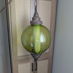 Vintage Green Swag Lamp 