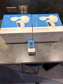 Brand New (Deadstock) Ring Security Lot - $240 (2x Sealed Floodlight Cams + Open Box Doorbell)