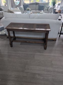 Console table inlayed wood-located in Lakebay beyond Gig Harbor
