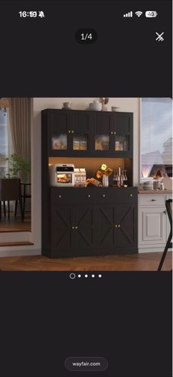 Black Farmhouse Kitchen Buffet with Hutch