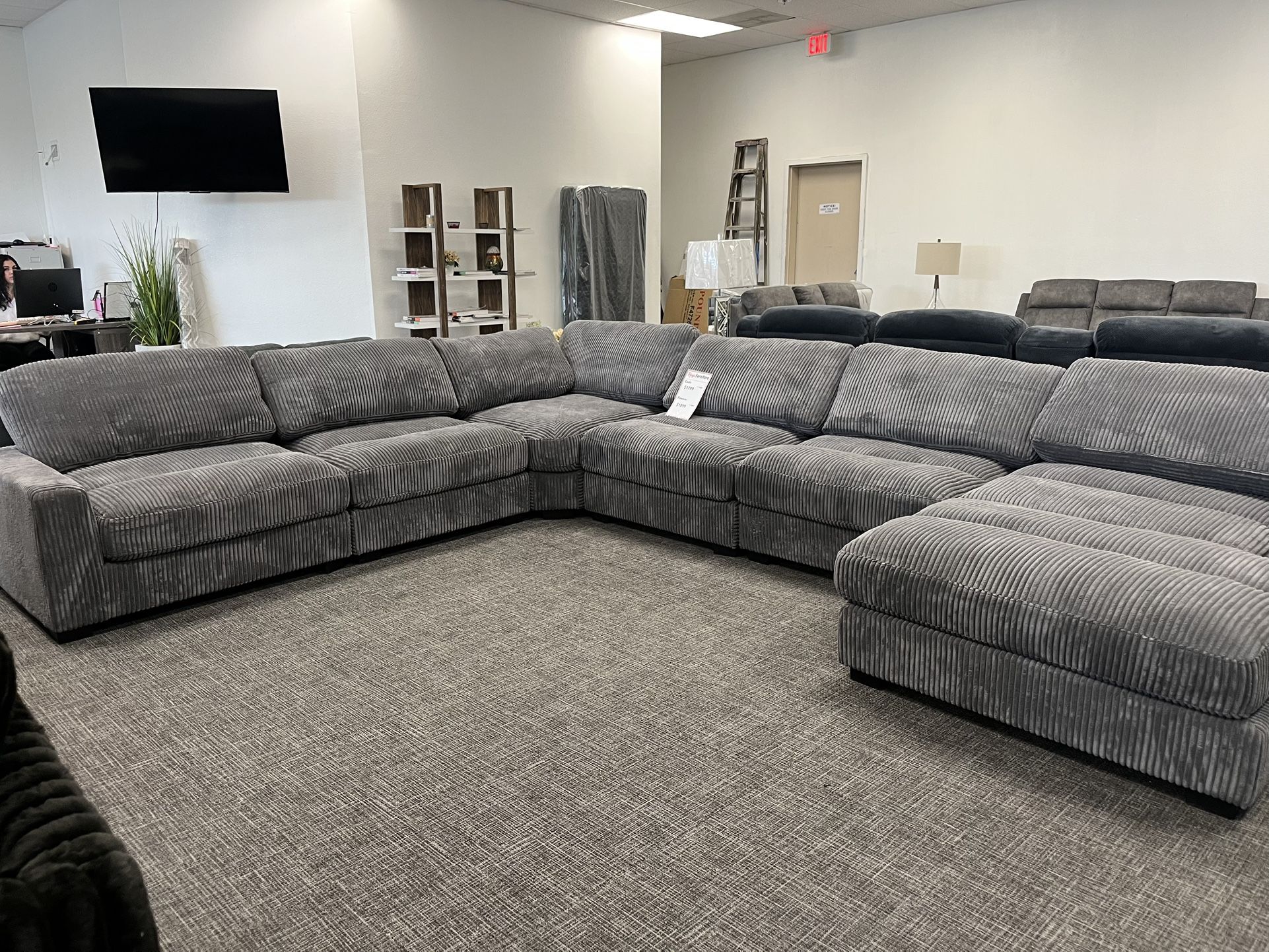 Huge 6 Pc Gray Sofa Sectional Set W/ Chaise - EZ $10 Down Payment Options Available