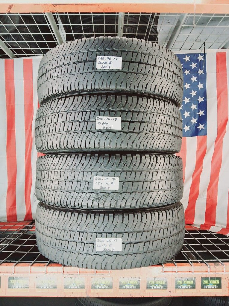✅️ LT245/75R17 MICHELIN LTX AT2 245/75R17 LOAD E 10PR USED TIRES SET 245 75 17