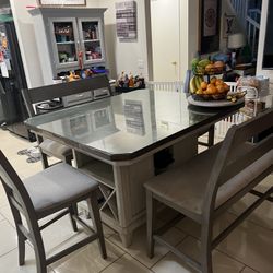 Counter Dining Table With Glass 