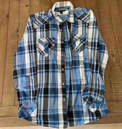 Mens INC Plaid Dress Shirt Men Size Large