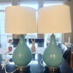 Beautiful Lamps - White Shade & Turquoise Base