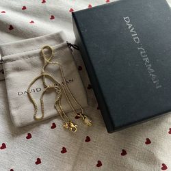 David Yurman Memento Mori Skull With Chain 18K Yellow Gold