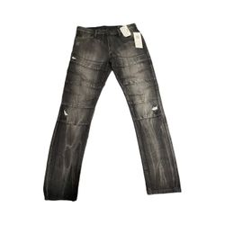 New Southpole Men’s Black Biker Skinny Jeans - Size 34x32, NWT, Stretch Denim