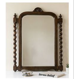 Antique Mahogany Barley Twist Wall Mirror – 34″ × 26″