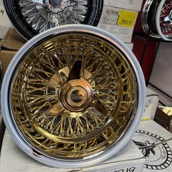 13x7 Center Gold Luxor Wire Wheels On 155-80-13 Whitewalls Finance Available 