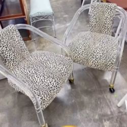 Cheetah Print Chairs Pair Very Rare