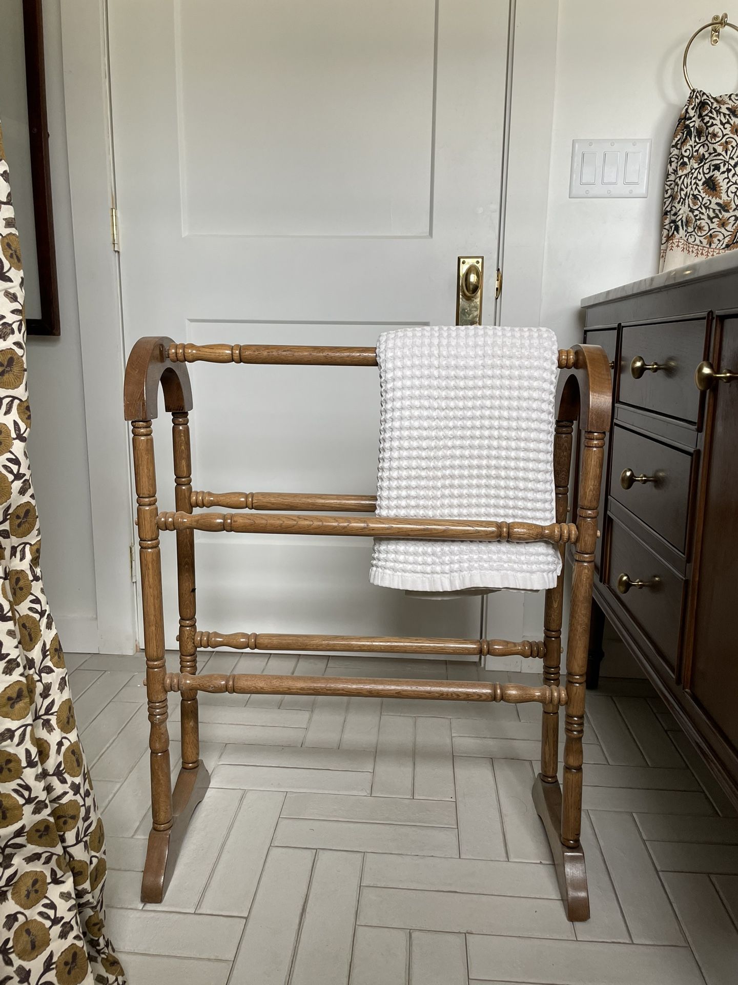 Vintage Wood Rack Towel Holder Blanket Holder