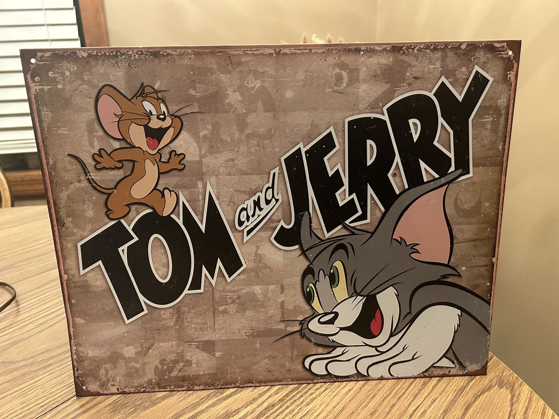 Tom and Jerry Vintage Look Classic Cartoon Metal Wall Sign Poster