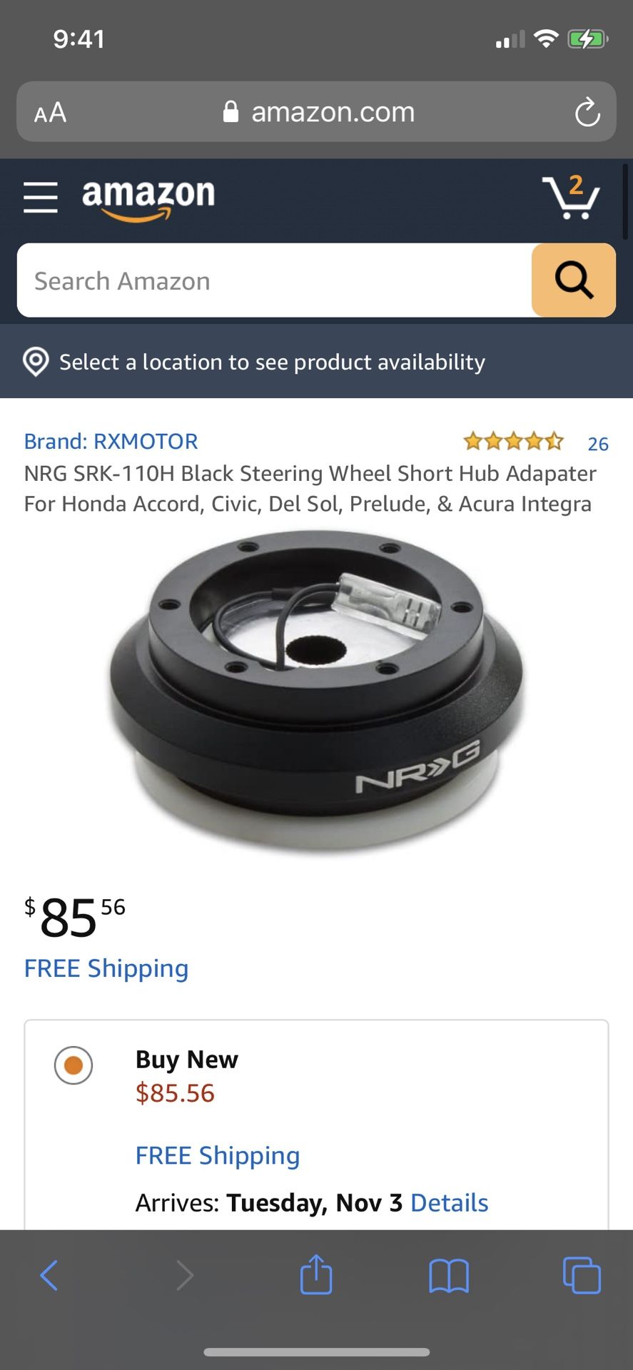 NRG short hub adapter (fits 90’s accords and acura)