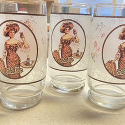 Four Pepsi Gibson Girl Frosted Glasses - 1980's