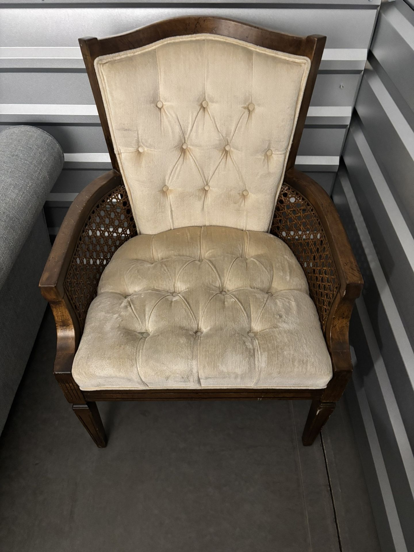 Antique solid wood frame velour chair