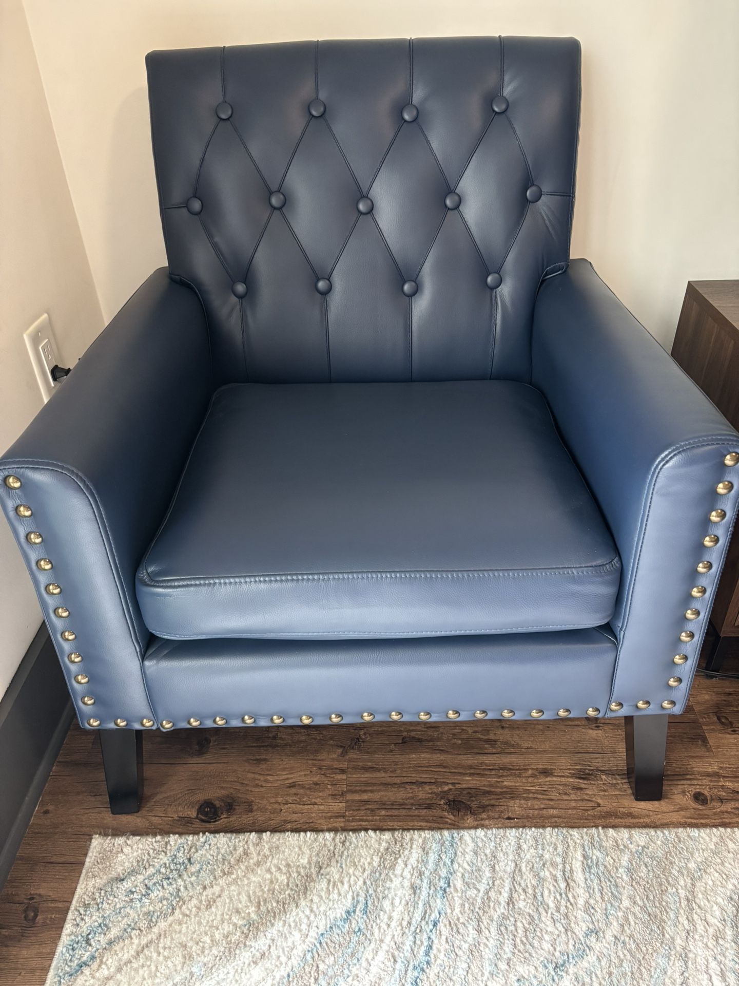 Gorgeous Leather Styled Sofa With Gold Buttons
