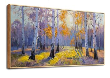 Brushart Birch Tree Forest Canvas Wall Art Nature Large Textured Pictures Paintings Wall Decor Living Room Artwork for Dining Room Walls Bedroom Home 