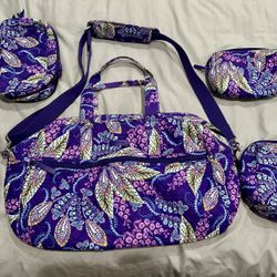  Vera Bradley 5 Piece Travel Set Vibrant Batik Leaves