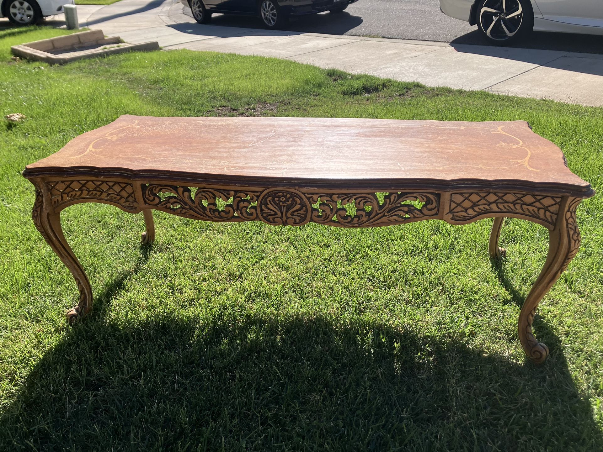 Antique Wood Coffee table with Inlays