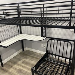 Loft Bunk Bed With Desk And Ottoman