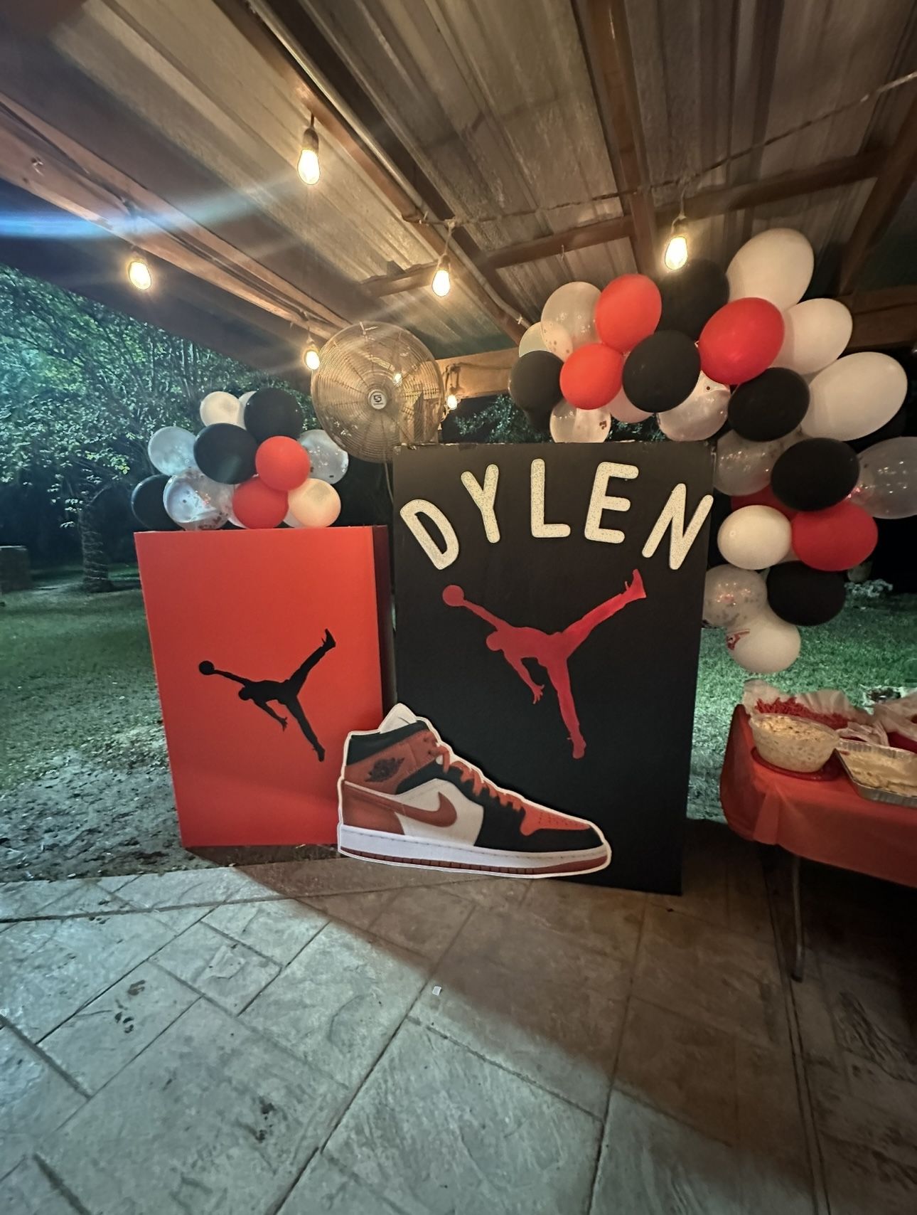 Nike & Jordan Party Decorations 2 Jordan Shoe Boxes With Out The Name Jordan Jump man Centerpieces Shoes 3 Big Shoes Candy Boxes Tiers Big #12