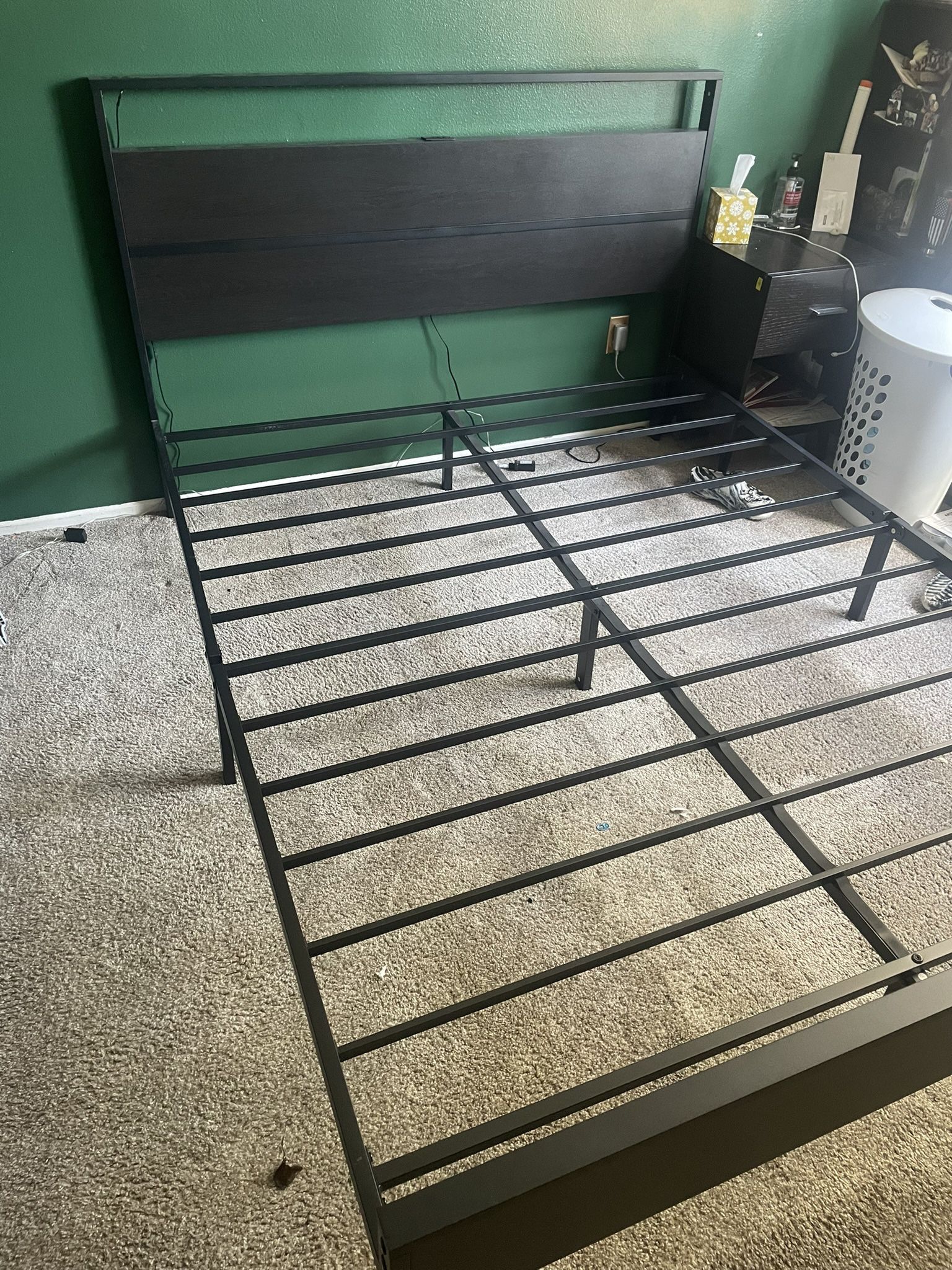 Queen Bed Frame With Charging Port And Lights