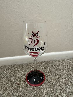 HANDPAINTED Wine Glass by DCI Direct Connection Happy Birthday 39 Forever
