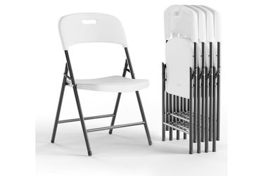 Folding Chairs, 600lbs Capacity, Heavy-Duty Commercial Stackable Plastic Foldable Chairs for Indoor/