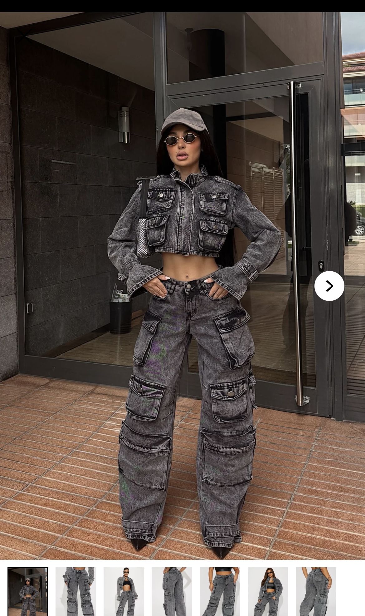 Billie Low Slung Cargo Jeans - Acid Wash Black