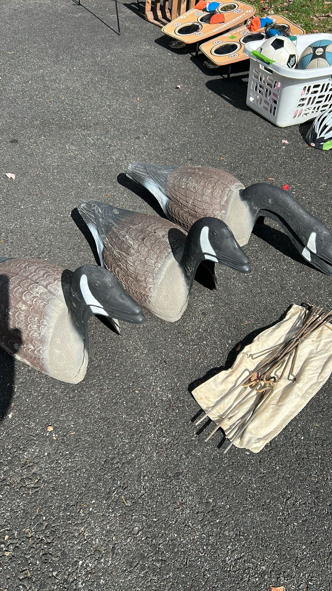 6 Duck Decoys With Metal Rods 