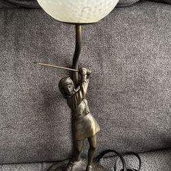 Brass Bronze Lady Golfer Lamp