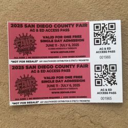 2 Del Mar Fair Tickets
