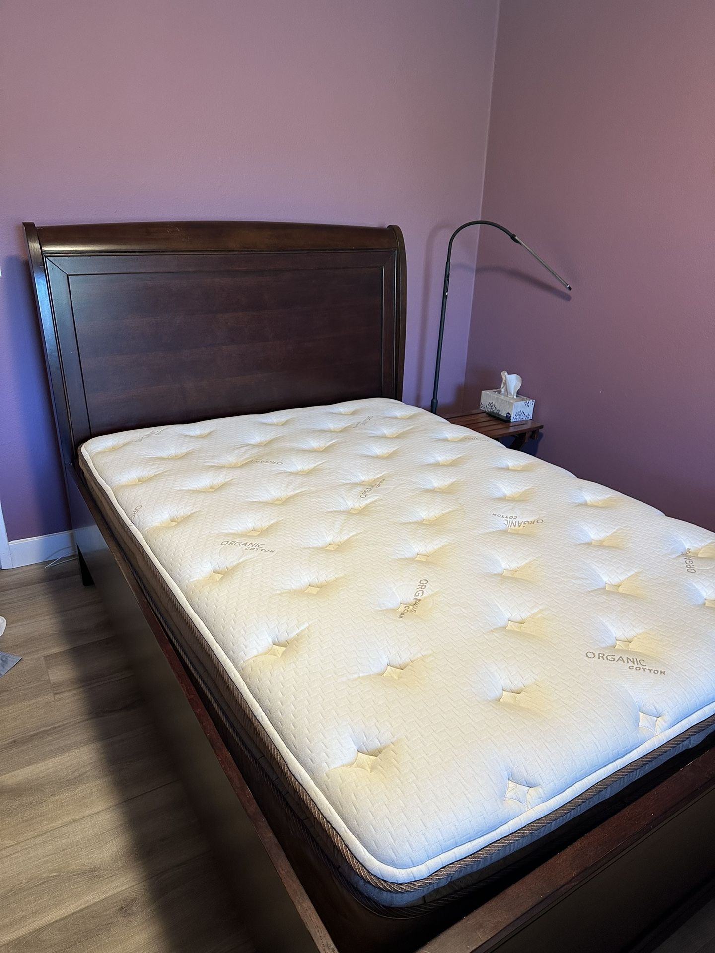 Bedframe with Sleigh Bed Headboard/Footer and Mattress